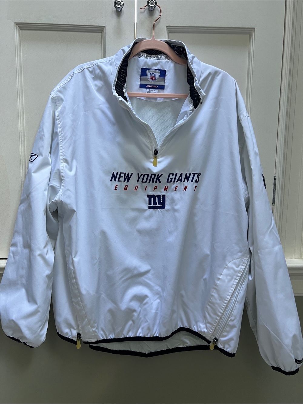 Equipment White New York Giants Windbreaker with Navy Logo